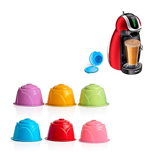 LTXDJ Cápsulas de Café Reutilizables, Vistoso Filtros Cápsulas de Café Apto para Cafetera Dolce Gusto,6 Piezas de Tazas