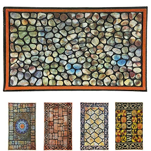 LucaHome - Felpudo Entrada casa de Goma-Flocada Texas 45x75 cm Forma Base Antideslizante, Felpudo Premium, fácil Limpieza, Felpudo Absorbente Acolchado, Fepudo para Exterior e Interior (Piedras)