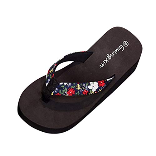 Luckycat Chanclas Zapatillas de Playa de tacón Alto Beach Sandalias de Mujer de Desgaste Exterior de Verano Sandalias Antideslizantes con Fondo Grueso Casual Zapatillas de casa