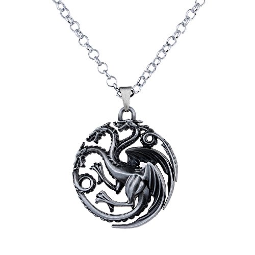 lureme Juego de Tronos Inspirado Targaryen Traje Colgante Collar de Plata Antigua (nl005382-2)