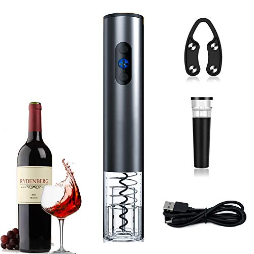 Lyneun Sacacorchos Electrico，Abrebotellas Automático Recargable ，con Cortador de Papel y Tapón de Vacío, Adecuado para Familia, Fiesta, Bar