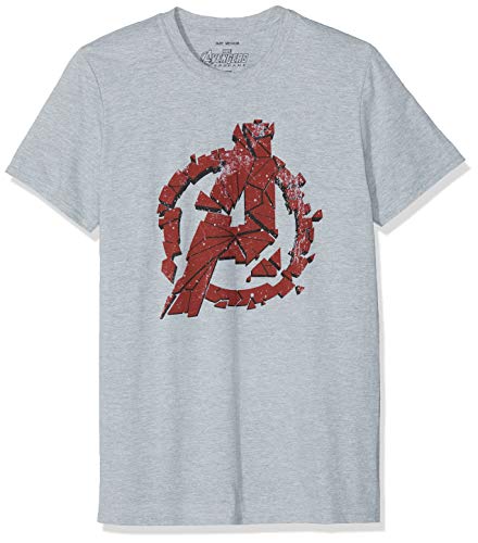 Marvel Avengers Cracked Camiseta, Gris (Grey Marl SPO), XX-Large para Hombre