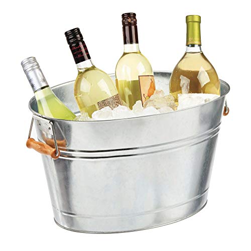 mDesign Champanera metálica – Enfriador de Botellas Decorativo con Asas – Ideal como Cubo para Enfriar Bebidas como Vino, Cerveza, Cava o refrescos – Plateado