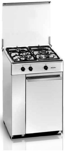 Meireles 5302 DV - Hornillo con 3 quemadores a gas preparado para gas butano/propano, 53,5x56,5cm, Inox