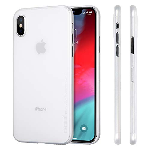 memumi Funda para iPhone XS, 0.3 mm Ultra Slim Case Compatible con iPhone XS Fundas 5.8" 2018 Protectora Carcasa Anti-Rasguño y Resistente Huellas Thin Phone Case Blanco Transparente