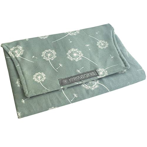 Mimuselina Cambiador de Paseo | Cambiador Portátil Bebé, Impermeable, Anticalado, Práctico y Ajustable, Cambiador de Pañales, Estampados Originales, 47 x 67 cm (Diente de Leon Menta)