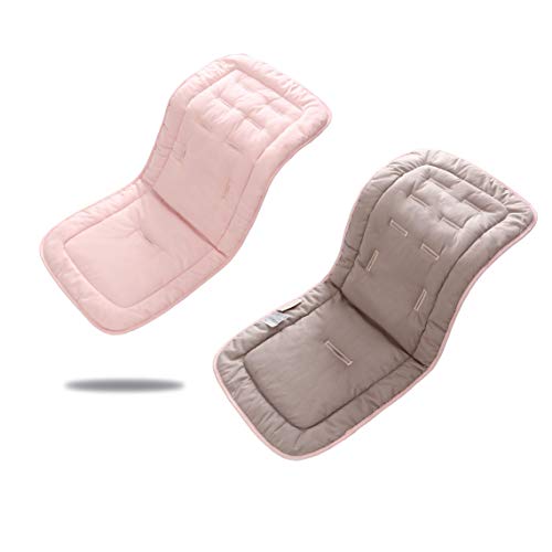 Miracle Baby Cojín Carro Bebe,Colchoneta Silla Paseo Universal Transpirable,Cojín Silla de Paseo para el Cochecito y Asiento de Carro, 100% Algodón, 32x80cm (Gris + Rosa)