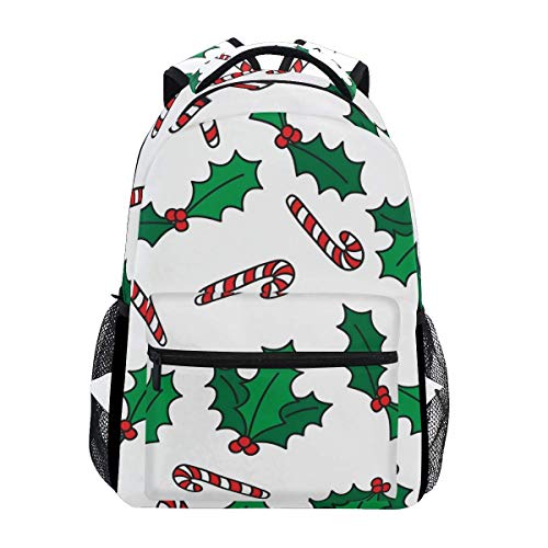 Mochila Candy Cane Holly Berries Bolso De Hombro Elegante Mochila Universitaria Regalo para Estudiantes Impreso Único Ligero Casual Escuela Durable Mochila Viaje