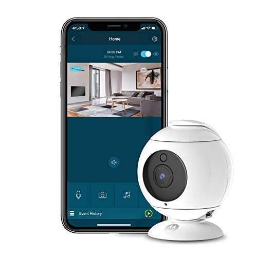 Motorola Focus 89 - Cámara de Seguridad inalámbrico Interior Full HD1080p - Vigilancia WiFi - 360 Grados - Audio Bidireccional, Detección de Movimiento, Visión Nocturna y mas - Alexa Comp. - Blanco