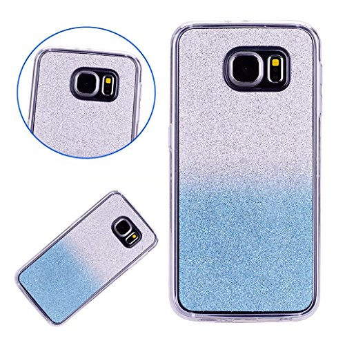 MUTOUREN Samsung Galaxy S7 Suave Caso de TPU Brillante Destello espumoso Caso de la Cubierta Resistente a los arañazos Caso de Parachoques Trasero Protector Transparente - Azul gradiente