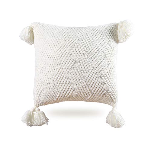 MYLUNE HOME Funda de cojín de chenilla de punto suave de 45 x 45 cm, color blanco