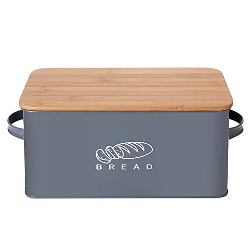 N\A Cesto para Ropa con Estilo Tapa Asas Tabla de Cortar Diseño de Cocina Contenedores Decoración Cajas de Pan Bins con bambú Metal galvanizado Snack-Box Canasta de Lavandería (Color : KT044)