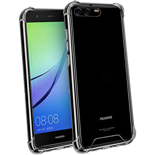 NewTop - Carcasa compatible para Huawei P10/P10 Lite, trasera semirrígida de TPU duro, transparente, antigolpes, con esquinas reforzadas (para P10)