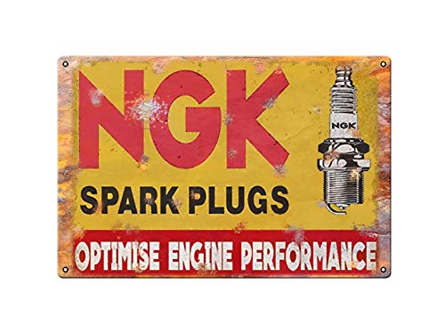 NGK - Vela retro clásica para garaje publicitario de pared de metal, signo del garaje, caseta de jardín, placa de matrícula de metal, póster de regalo, formato 20 x 30 cm
