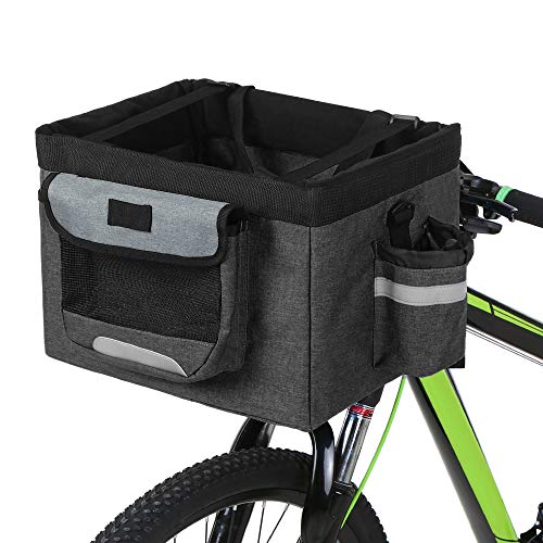 Nishore Cesta Plegable para Bicicleta, Desmontable Cesta Multifuncional para Mascotas, Cesta para Bicicleta de Montaña, Capacidad de Carga 10 kg (Negro)