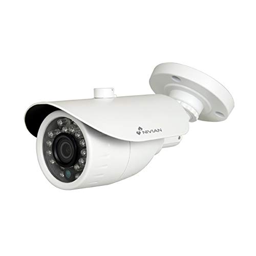 NIVIAN cámara Falsa metálica Tipo Bullet, réplica de cámara Real, Dummy Cámara de Seguridad Vigilancia Falsa Impermeable – Corona Leds IR Reales - Fake Cámara Simulada CCTV