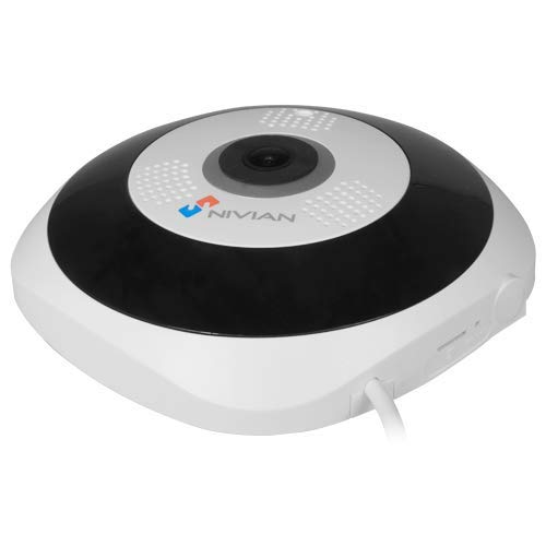 Nivian cámara Wifi 2,4Ghz IP domo FishEye con visión 360º-Imagen auto-adaptativa-Alta resolución 3Mpx-Visión nocturna-Audio bidireccional-Grabación en microSD(No incluida)-APP disponible iOS y Android