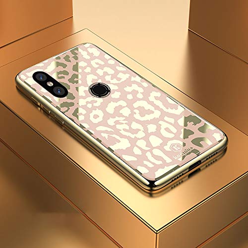 NO BRAND Carcasa de telefono Liuwenjin Leopard Pattern Galvanoplastia Soft Frame Plexiglass Mirror Funda Protectora for Xiaomi Mi 8 (Elegante Blanco) (Color : Champagne Gold)