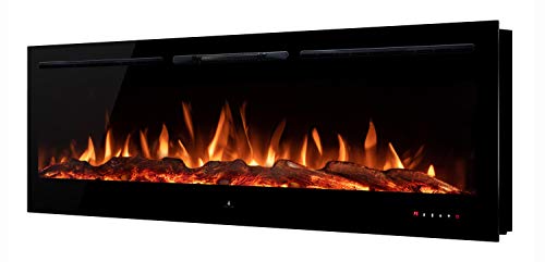 Noble Flame Paris 1830 (183 cm/72 ”) - Chimenea Eléctrica Chimenea de Pared Estufa Chimenea - Montaje en Pared Mando a Distancia - 14,5 cm Profundidad - - Negro