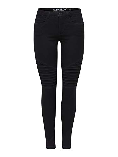 Only onlROYAL REG SK Biker Jeans PIM600 Noos, Negro, 36W x 30L para Mujer