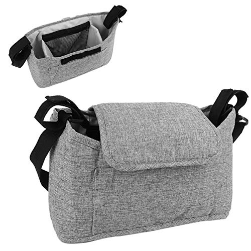 Organizador de cochecito de bebé, ligero, práctico, portátil, duradero, cómodo, bolsa colgante para cochecito, para(Linen gray bag (free shoulder strap))