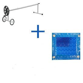 PACK MANTA TÉRMICA (COBERTOR TÉRMICO-CUBIERTA ISOTÉRMICA-TOLDO PARA PISCINA) DE 500 MICRAS GEO BUBBLE CON REFUERZO EN TODO EL CONTORNO (6x4m) + ENROLLADOR TELESCÓPICO DE 81mm.