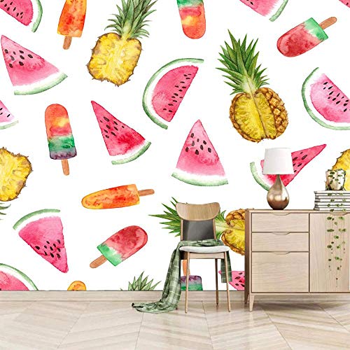 Papel Pintado Pared Helado De Sandía Y Piña,Moderno Fotomurales Salón Dormitorio Despacho Pasillo Decoración Murales Decoración De Paredes 250x175cm