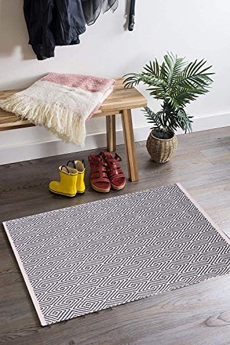 Pauwer Algodón Tejida Alfombra Lavables Antideslizante Alfombra Habitación Dormitorio Alfombras de Cocina Decorativa Alfombra de Entrada Alfombrillas, 60x90cm