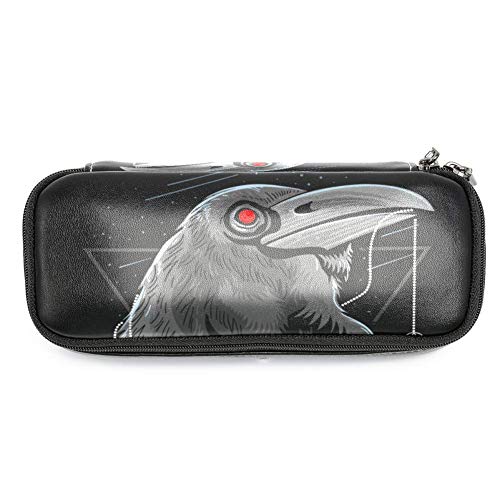 Pen Case Cuervo gris Pencil Bag Cuero impermeable Estuche Bolsa Para Lapices Estudiante Plumier Lápices Bolsa Pencil Case 19x7.5x3.8cm