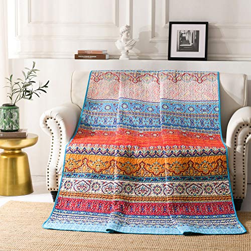 Qucover Colcha bouti Verano para Cama 90 Cama 105,cubrecama piqué 100% Algodón de 150 * 200cm, Jacquard Primavera para sofá Bohemio