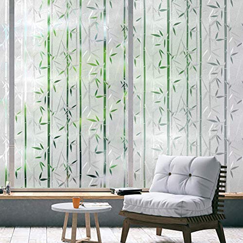 rabbitgoo 3D Vinilo Cristal para Ventanas Translúcida Autoadhesiva Vinilo Decorativa Bambu Patron Pegatina con Electricida Estática de Calor Control y Anti UV para Oficina Casa Privacidad 88x200CM