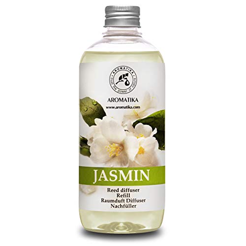 Recambio de Difusor con Aceite Esencial Jazmín 500ml - Puro & Natural - Aroma de Intensas y Duraderas - 0% Alcohol - para Aromatizar el Aire en Cuartos - Baños - Hogares - Difusor Perfume