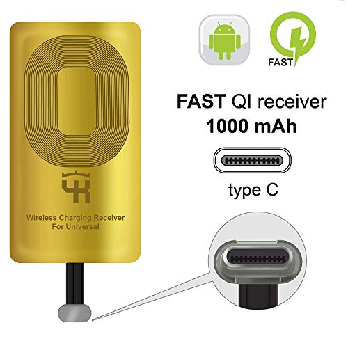 Receptor Qi Tipo C para Samsung Galaxy A01 A10e A11 A20 A21 - Google Pixel 3a 2 2XL XL - Oneplus 3-5 - Qi Receptor Carga Inalambrico - Receptor Qi - Tipo C Adaptador De Carga Inalambric