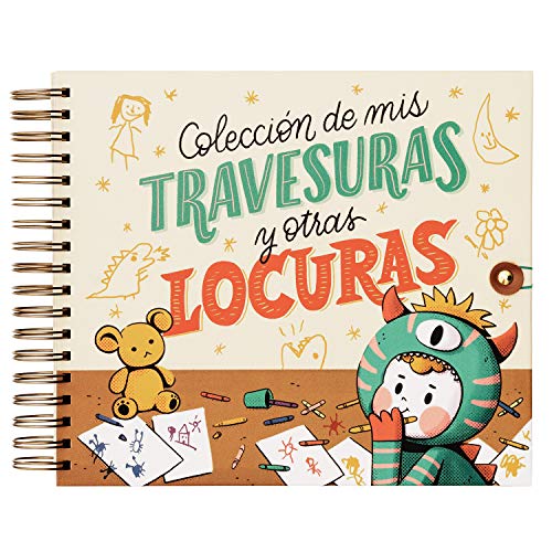 Recuerding - Álbum de Fotos Infantil Travesuras, 64 Páginas (27x24cm) | Moderno y Original | Pegar y Escribir | Tapa Dura | Colecciona Locuras del Peque, Niño, Niña o Bebé | Hecho en España