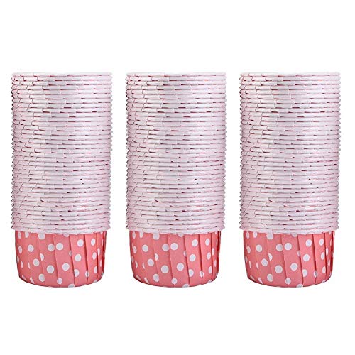 Rockyin 100PCS Mini Magdalena de Papel Liner Redonda Torta de la hornada Mollete de Las Tazas Casos Boda Rosa Inicio