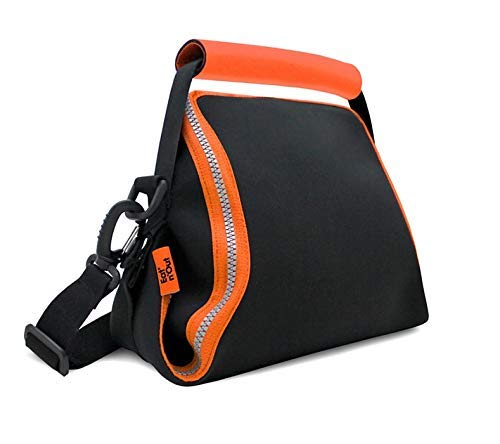 Roll'eat - Eat'n'out Neo | Bolsa Térmica Impermeable Convertible en Mantel, Reutilizable y Ecológica sin BPA con Cremallera, Naranja y Negro