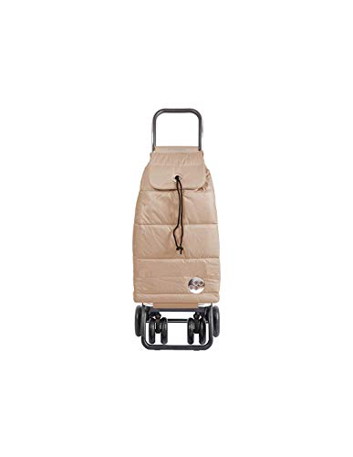 Rolser Logic Tour PAC048, Carro de la compra con 4 ruedas (aluminio ligero), diseño acolchado, color Champagne, 39,5 x 32,5 x 105,5 cm, 43 litros