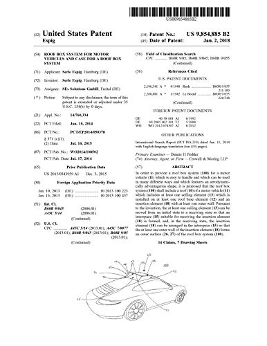 Roof box system for motor vehicles and case for a roof box system: United States Patent 9854885 (English Edition)