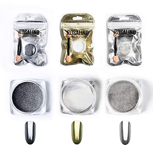 ROSALIND gel nail polish mirror effect powder chrome-plated sequins 3 units