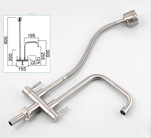 Rotación universal en frío simple de acero inoxidable Sección B-Sin tubería,Grifo de Cocina 360° Giratorio Grifo Cepillado para Fregadero Grifería Monomando Acero Inoxidable Diseño Ángulo Vertical A