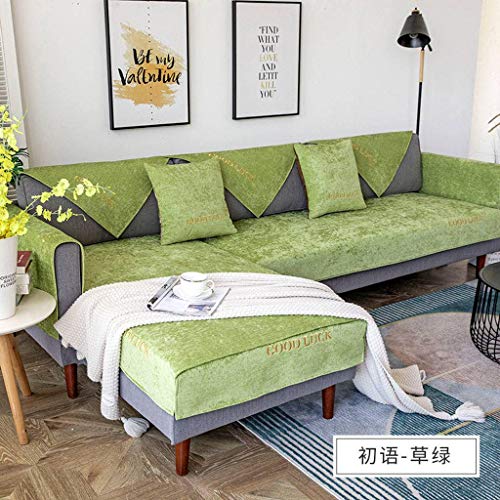 SHAFAJNC De Chenilla Color Sólido Funda Cubre Sofá para Sofá De La Esquina Chaise Longue Minimalismo Funda para Sofá 1 2 3 4 Plazas Protección De Muebles Anti Arañazos Brazo-E-90x210cm(35x83inch)