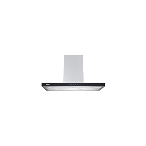 SIDEME AMICA ENC 645 m3-3 velocidades, códigos sensitivos, filtros de Metal + carbón L 90 cm, LED-Décor Box-Acero Inoxidable y Cristal Negro