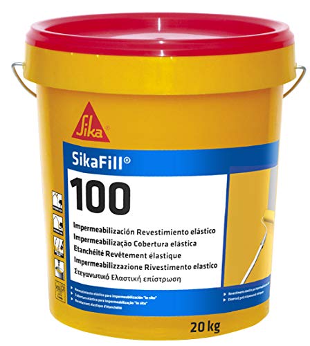 SikaFill-100, Revestimiento elástico para impermeabilización de cubierta, Rojo Teja, 20kg