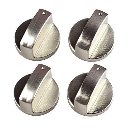 SIYI-XIU 4Pcs Perillas de Control 6mm Botones Perillas de Cocina Metal Mandos Cocina Gas para Mayoría las Horno,Cocina,Estufa de Gas,Plata