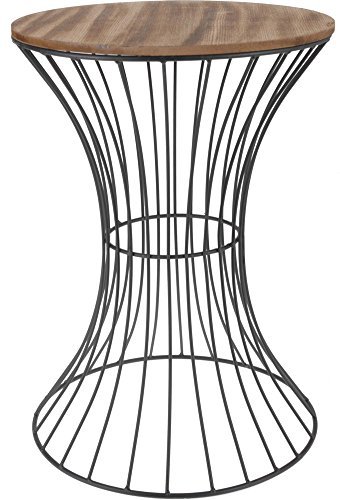 Spetebo - Mesa auxiliar decorativa, de metal con tablero de madera, mesa ornamental con estructura de metal curvado, Negro , 49 cm x 35 cm