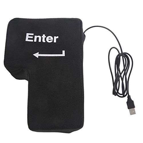 Sucute Cojín con botón de Enter, tamaño grande, USB, para aliviar el estrés, para aliviar el estrés, irrompible, para oficina, 150 cm, color negro