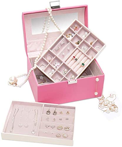 Suge Caso de joyería Caja de joyería de la joyería Organizador portátil con Cerradura Caso del Recorrido for los Anillos Pulseras, Pendientes, Collares Caja de exhibición de la joyería (Color : Red)