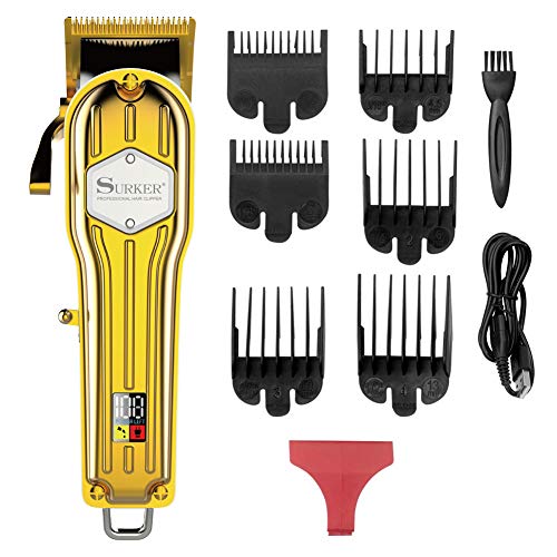 SURKER Cortadora de cabello Cortapelos para hombres Maquina de cortar pelos Profesional Cortadora de barba USB Recargable con pantalla LCD inalámbrica