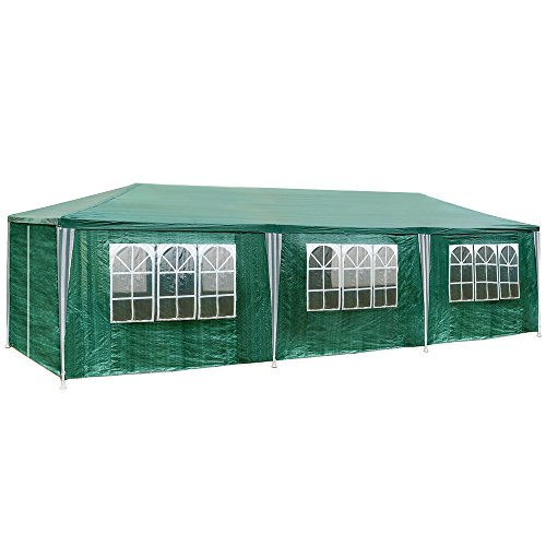 TecTake 800085 - Carpa Pabellón de Jardín, Tienda de 9x3m, Ideal para Eventos y Fiestas (Verde | No. 401292)