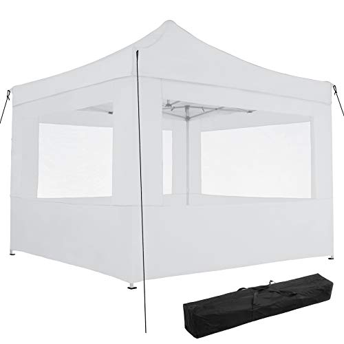 TecTake 800686 Carpa de Jardín 3 x 3m, Plegable, Aluminio, 100% Impermeable, 4 Paneles Laterales, con Cuerdas Tensoras, Piquetas y Bolsa (Blanco | no. 403153)